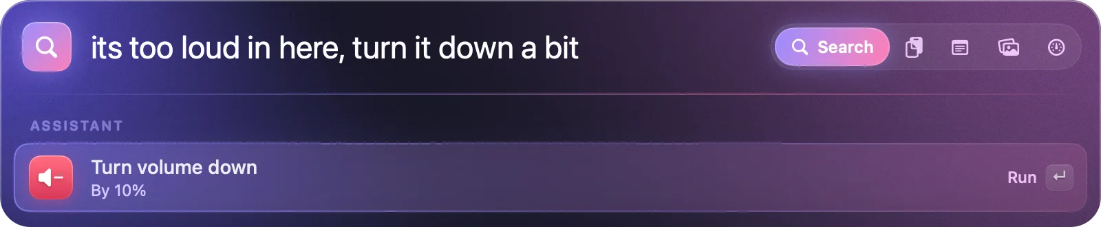 its too loud in here, turn it down a bit: Turn volume down by 10%